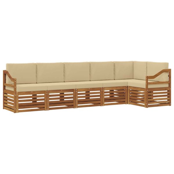 Комплекти дивани 6 pcs Натурален и Бежов Солидно акациево дърво