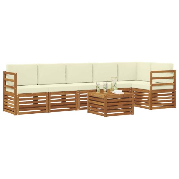 Комплекти дивани 7 pcs Натурален и Крема Солидно акациево дърво