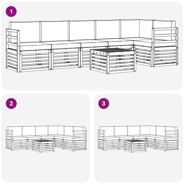 Комплекти дивани 7 pcs Натурален и Бежов Солидно акациево дърво