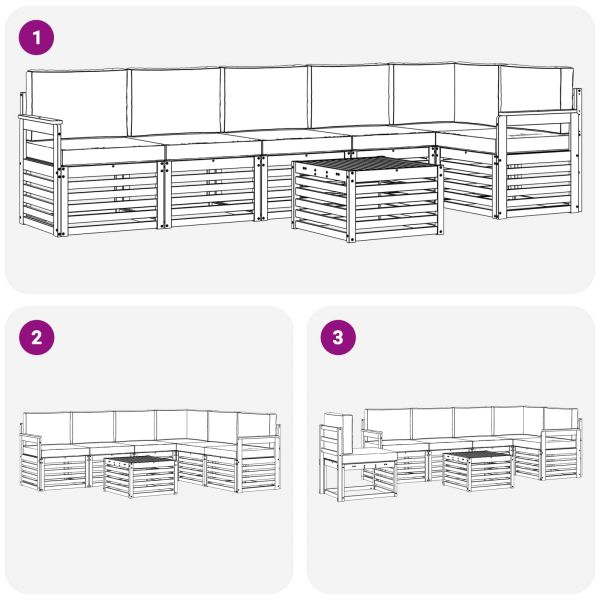 Комплекти дивани с възглавница 7 pcs Естествено и светло сиво