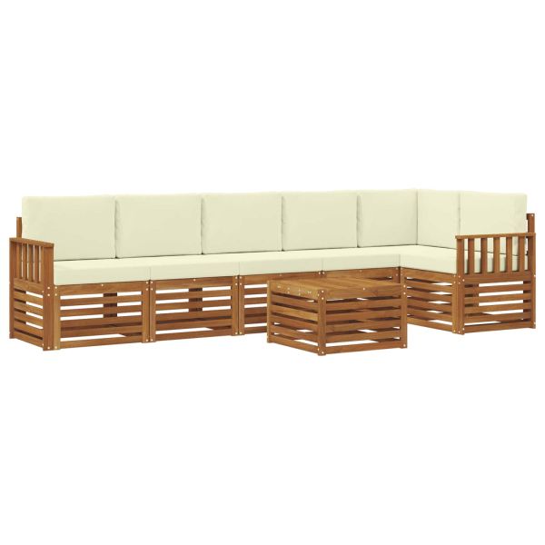 Комплекти дивани 7 pcs Натурален и Крема Солидно акациево дърво