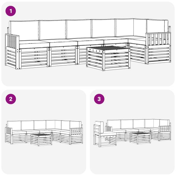 Комплекти дивани 7 pcs Натурален и Крема Солидно акациево дърво