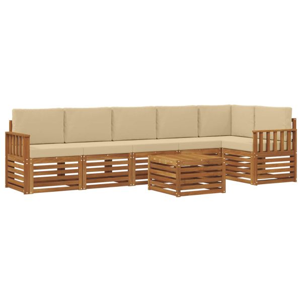 Комплекти дивани 7 pcs Натурален и Бежов Солидно акациево дърво