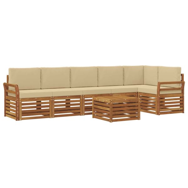 Комплекти дивани 7 pcs Натурален и Бежов Солидно акациево дърво