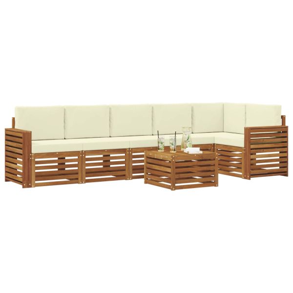 Комплекти дивани 7 pcs Натурален и Крема Солидно акациево дърво