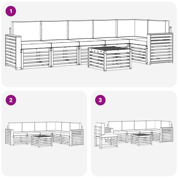 Комплекти дивани 7 pcs Натурален и Бежов Солидно акациево дърво