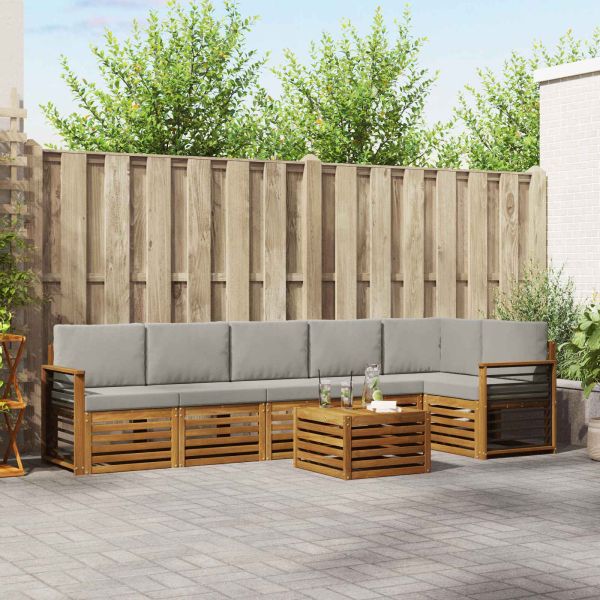 Комплекти дивани с възглавница 7 pcs Естествено и светло сиво