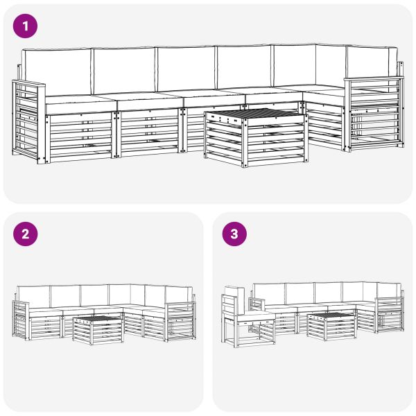 Комплекти дивани с възглавница 7 pcs Естествено и светло сиво