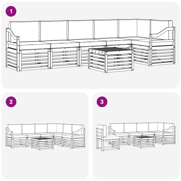 Комплекти дивани 7 pcs Натурален и Крема Солидно акациево дърво