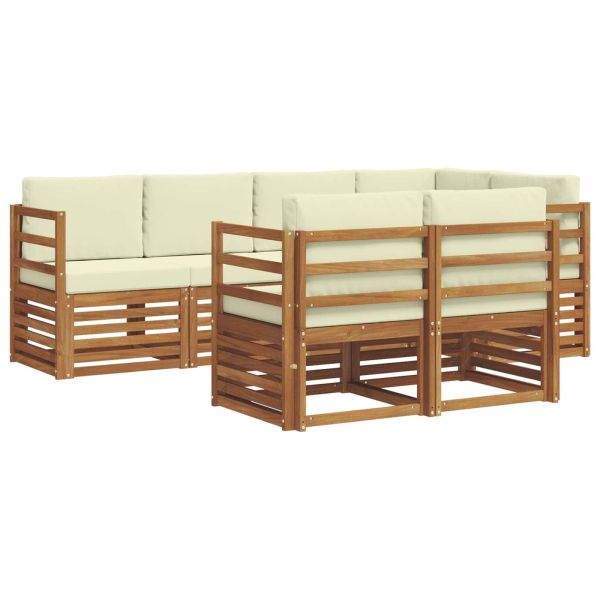 Комплекти дивани 7 pcs Натурален и Крема Солидно акациево дърво
