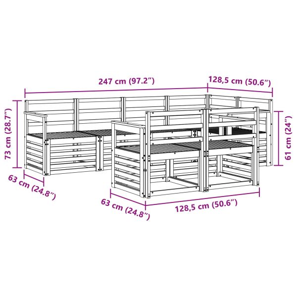 Комплекти дивани 7 pcs Естествен Солидно акациево дърво