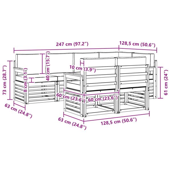 Комплекти дивани с възглавница 7 pcs Естествено и светло сиво