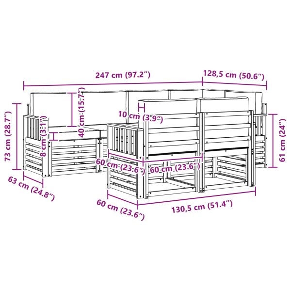 Комплекти дивани с възглавница 7 pcs Естествено и светло сиво