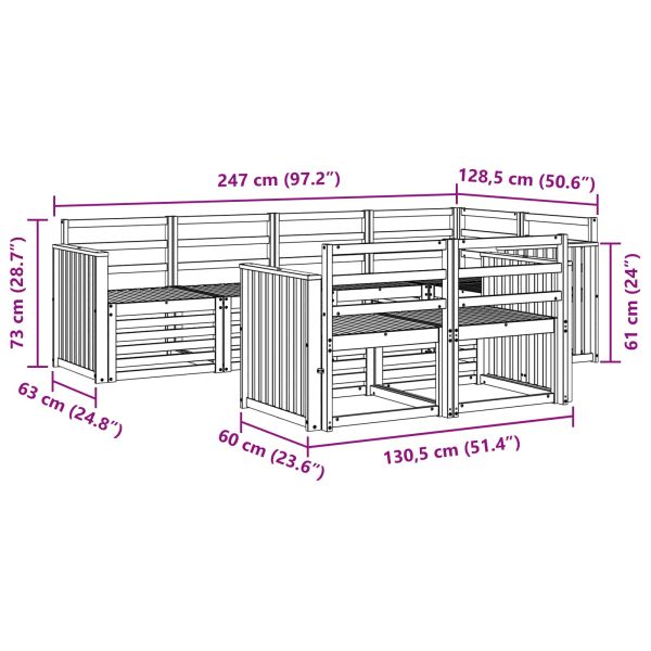 Комплекти дивани 7 pcs Естествен Солидно акациево дърво