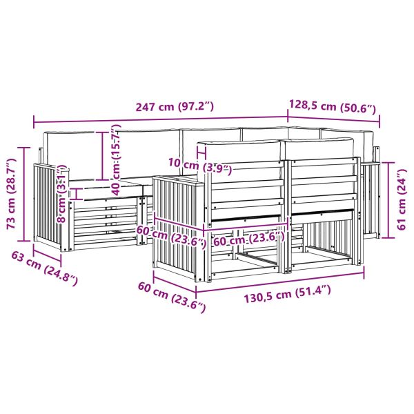 Комплекти дивани 7 pcs Натурален и Крема Солидно акациево дърво