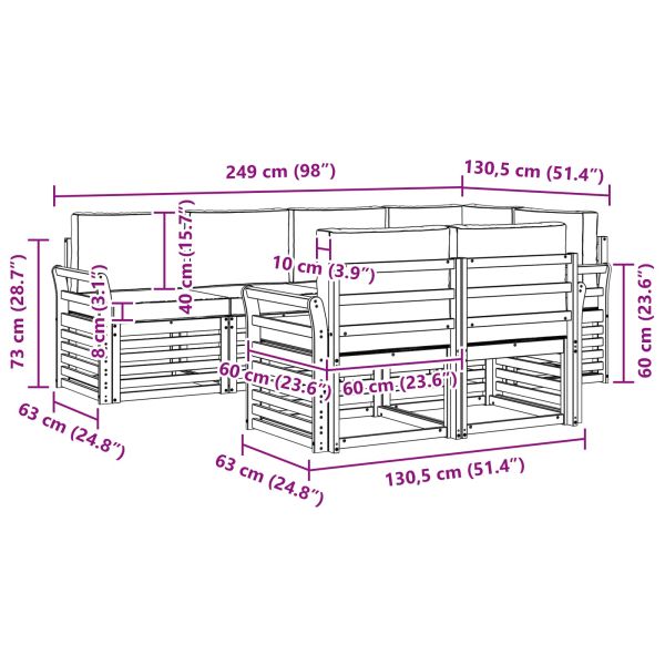 Комплекти дивани 7 pcs Натурален и Крема Солидно акациево дърво