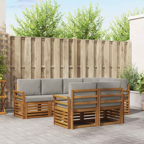 Комплекти дивани с възглавница 7 pcs Естествено и светло сиво