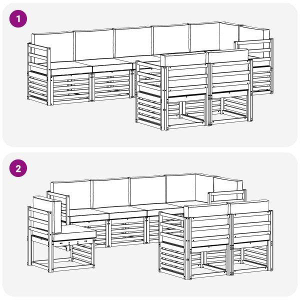 Комплекти дивани 8 pcs Натурален и Крема Солидно акациево дърво