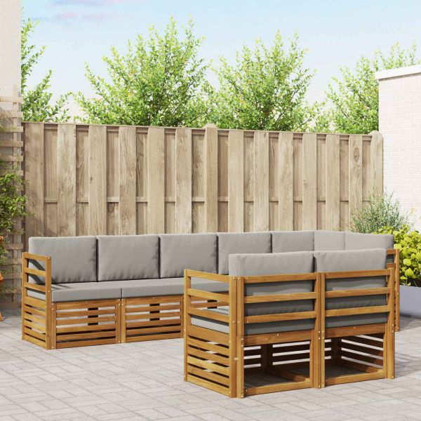 Комплекти дивани с възглавница 8 pcs Естествено и светло сиво