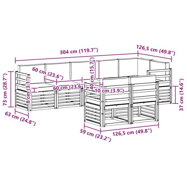 Комплекти дивани с възглавница 8 pcs Естествено и светло сиво