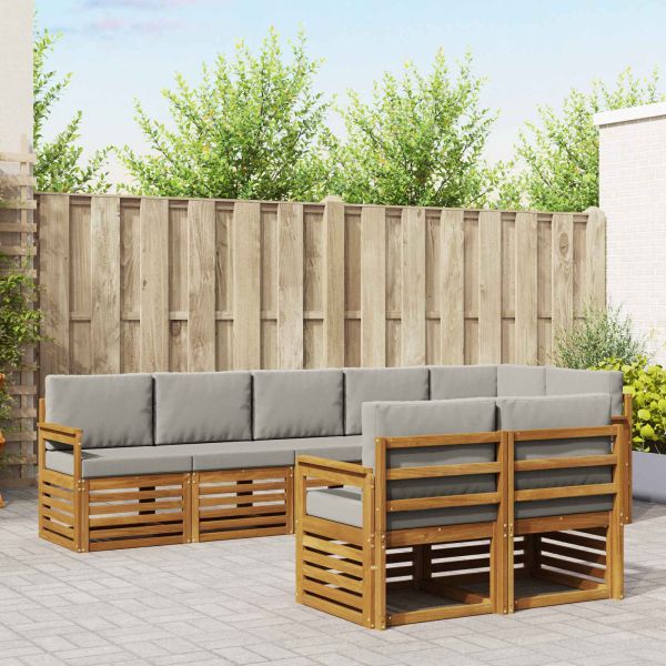 Комплекти дивани с възглавница 8 pcs Естествено и светло сиво