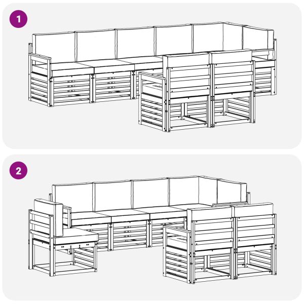 Комплекти дивани с възглавница 8 pcs Натурален и Антрацит