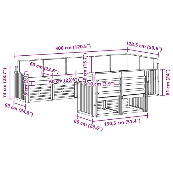 Комплекти дивани с възглавница 8 pcs Естествено и светло сиво