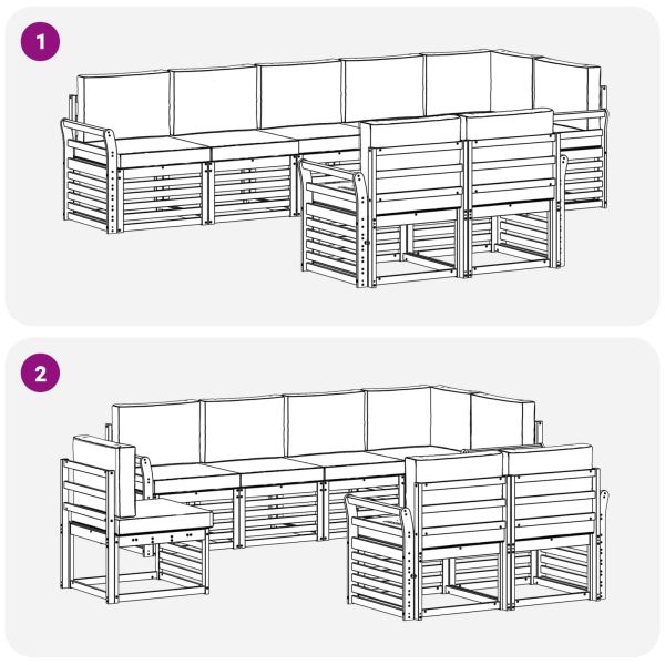 Комплекти дивани 8 pcs Натурален и Бежов Солидно акациево дърво
