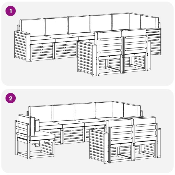 Комплекти дивани с възглавница 8 pcs Натурален и Антрацит