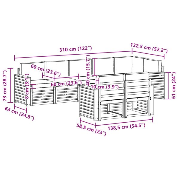 Комплекти дивани 8 pcs Натурален и Бежов Солидно акациево дърво