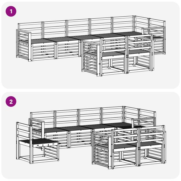 Комплекти дивани 8 pcs Естествен Солидно акациево дърво