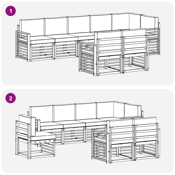 Комплекти дивани с възглавница 8 pcs Натурален и Антрацит