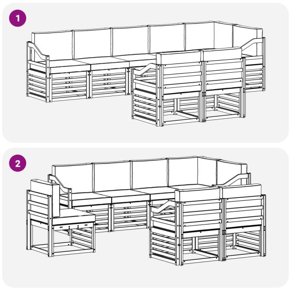Комплекти дивани 8 pcs Натурален и Бежов Солидно акациево дърво