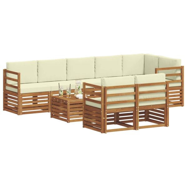 Комплекти дивани 9 pcs Натурален и Крема Солидно акациево дърво
