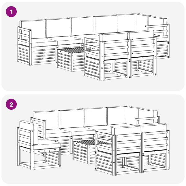 Комплекти дивани с възглавница 9 pcs Естествено и светло сиво
