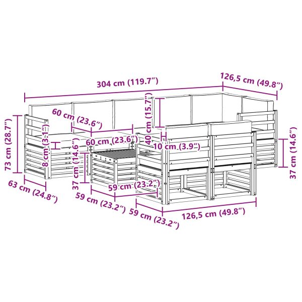Комплекти дивани с възглавница 9 pcs Натурален и Антрацит