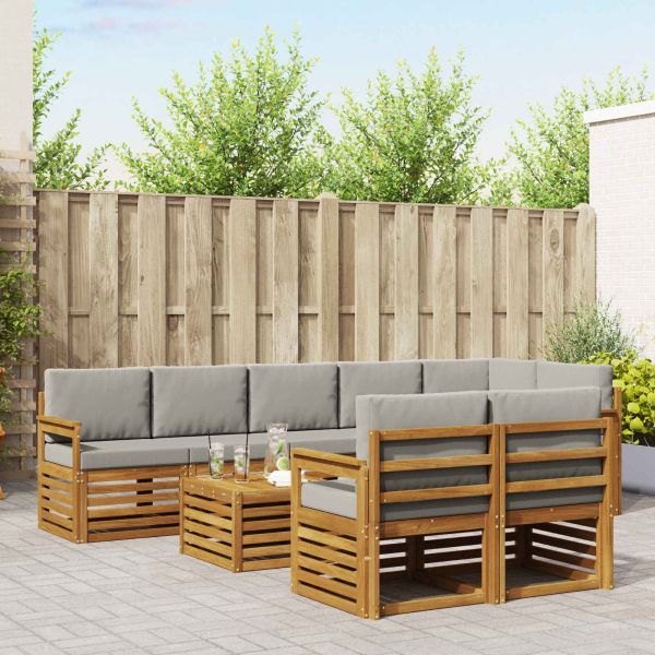 Комплекти дивани с възглавница 9 pcs Естествено и светло сиво