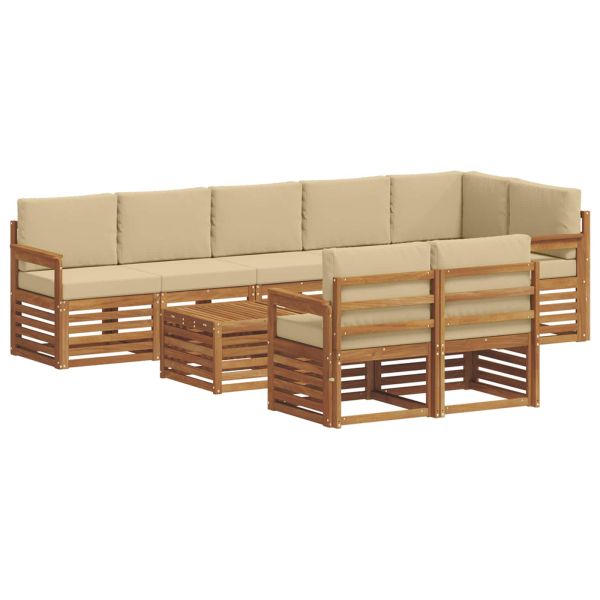 Комплекти дивани 9 pcs Натурален и Бежов Солидно акациево дърво