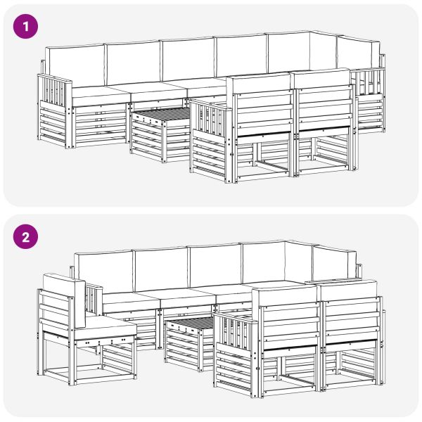 Комплекти дивани 9 pcs Натурален и Бежов Солидно акациево дърво