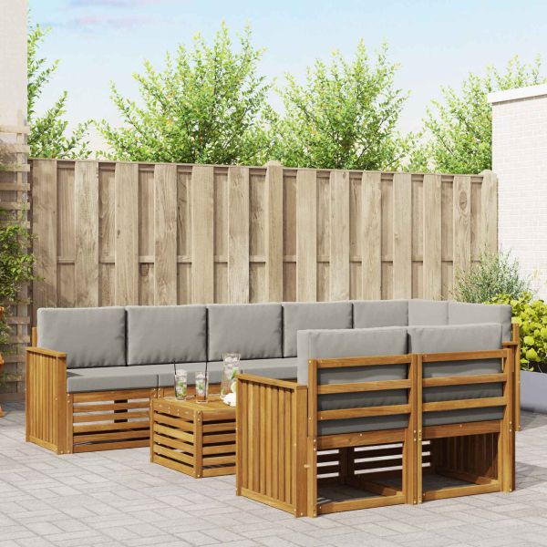 Комплекти дивани с възглавница 9 pcs Естествено и светло сиво