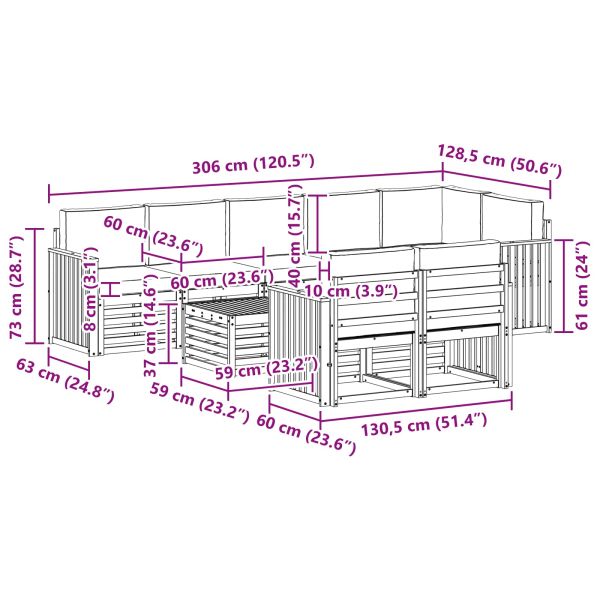Комплекти дивани с възглавница 9 pcs Естествено и светло сиво