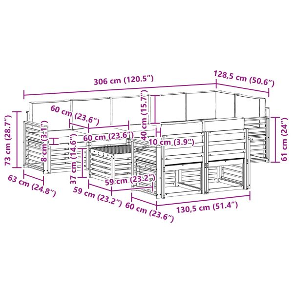 Комплекти дивани с възглавница 9 pcs Естествено и светло сиво