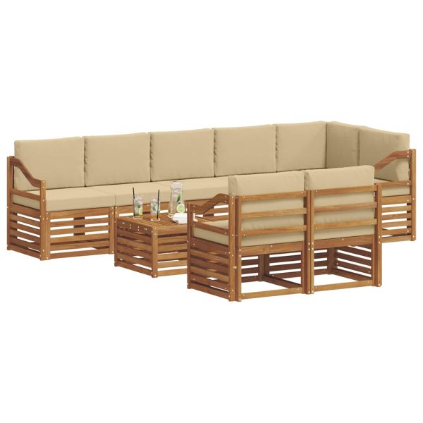 Комплекти дивани 9 pcs Натурален и Бежов Солидно акациево дърво