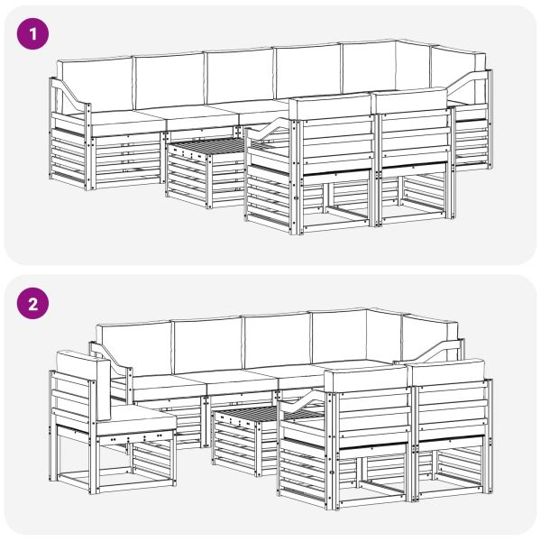 Комплекти дивани 9 pcs Натурален и Бежов Солидно акациево дърво
