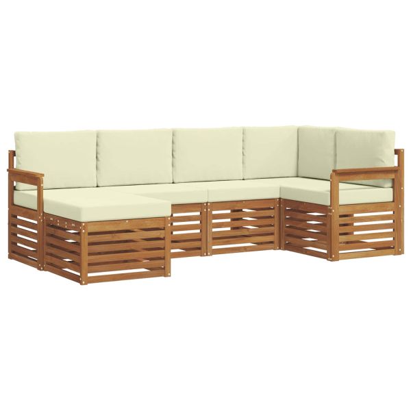Комплекти дивани 6 pcs Натурален и Крема Солидно акациево дърво