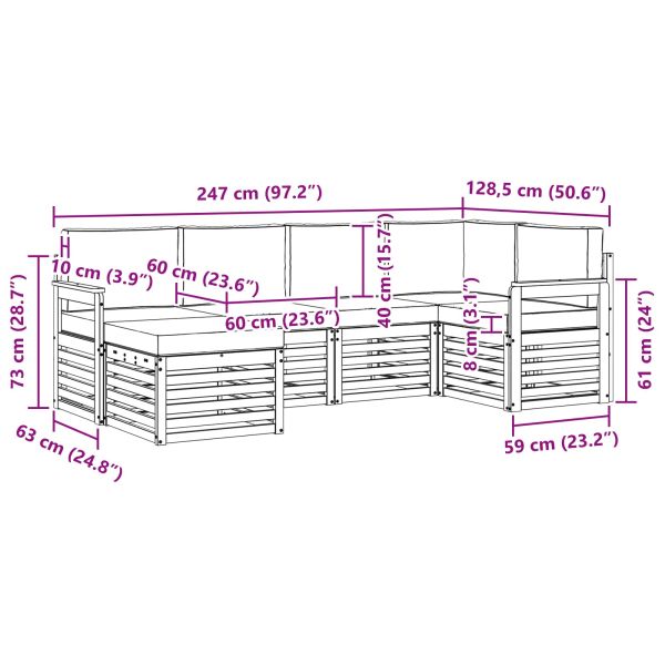Комплекти дивани 6 pcs Натурален и Бежов Солидно акациево дърво