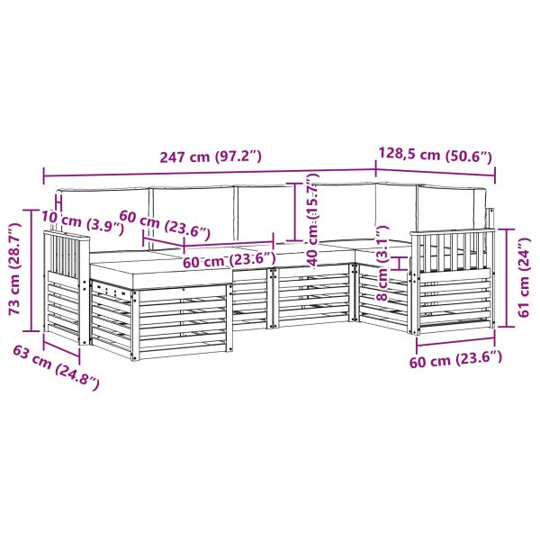 Комплекти дивани с възглавница 6 pcs Естествено и светло сиво