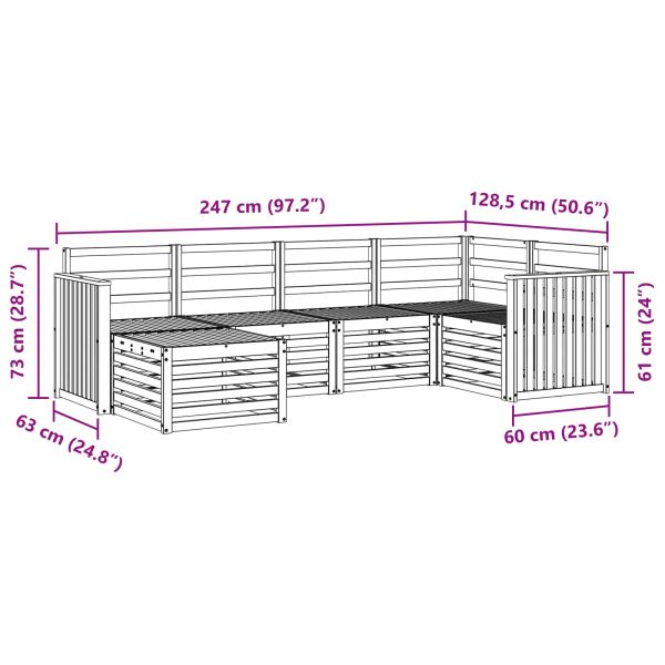 Комплекти дивани 6 pcs Естествен Солидно акациево дърво