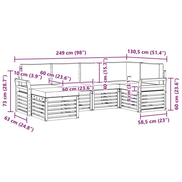 Комплекти дивани с възглавница 6 pcs Натурален и Антрацит