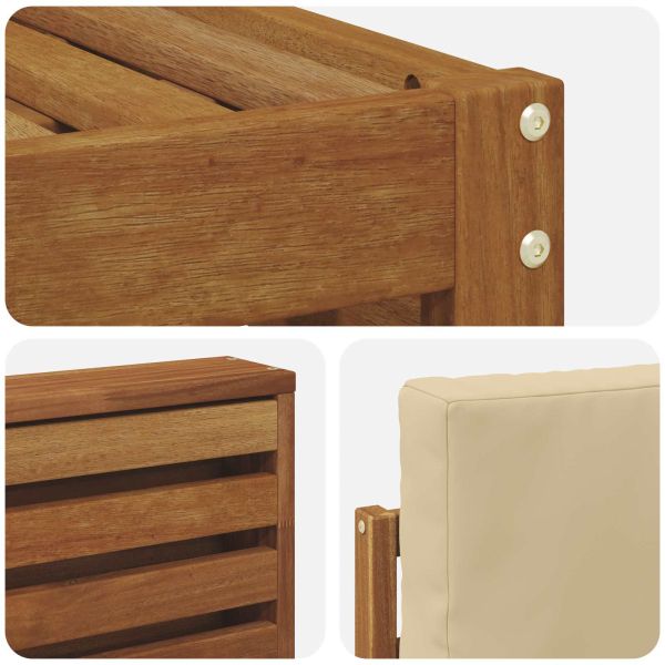 Комплекти дивани 6 pcs Натурален и Бежов Солидно акациево дърво